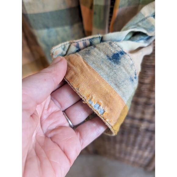 Anthropologie Isabella Sinclair Buffalo Plaid Check Ruffle Chambray Henley Shirt - Picture 7 of 9